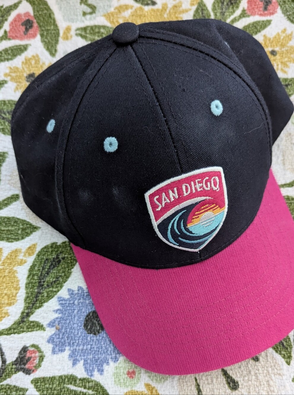San Diego Wave FC Navy Baseball Cap with Pink Brim and FC Crest Patch NWSL
